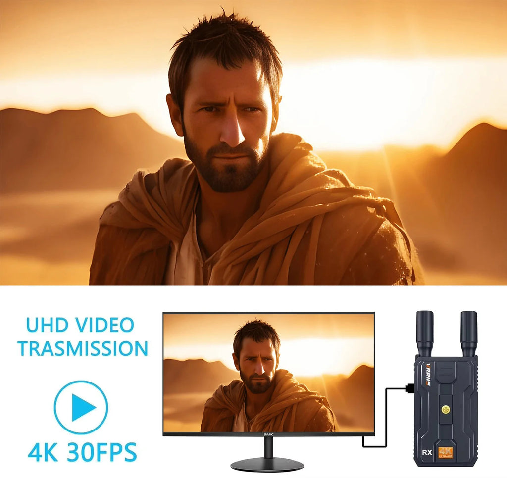 5G 4K Wireless HDMI Video Transmitter and Receiver Extender Kit 400m Los Range for DSLR Camera Laptop PC To TV Projector Monitor