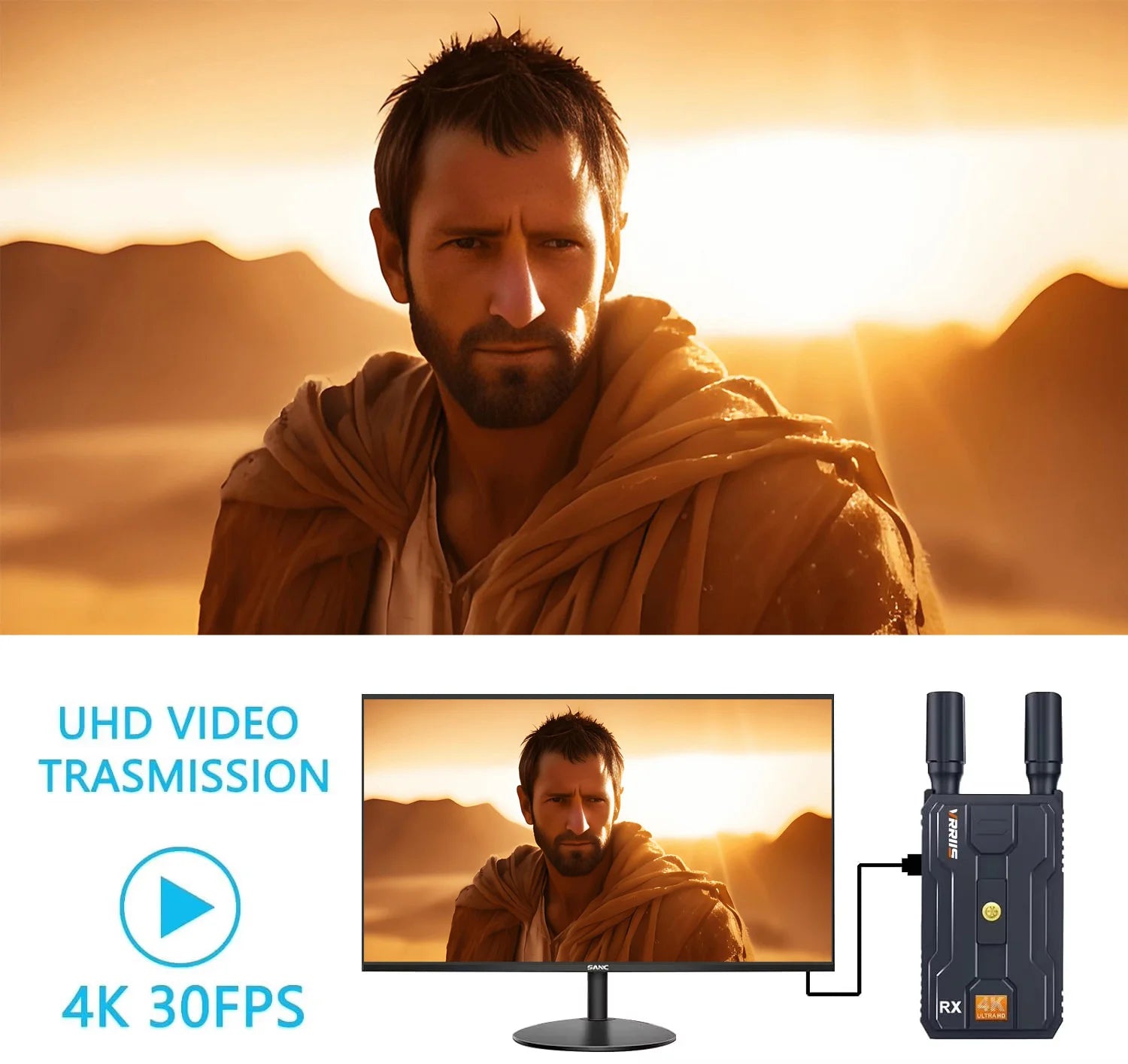 5G 4K Wireless HDMI Video Transmitter and Receiver Extender Kit 400m Los Range for DSLR Camera Laptop PC To TV Projector Monitor