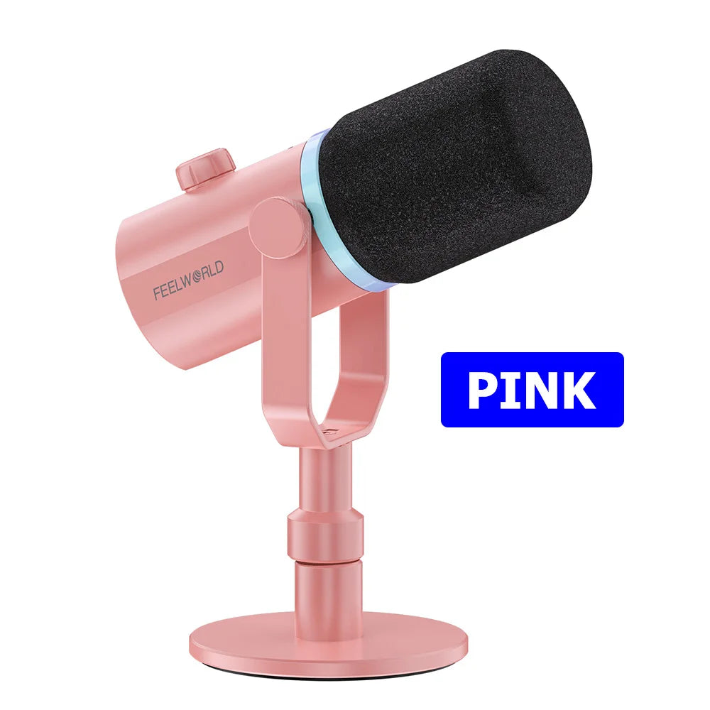FEELWORLD PM1-XS XLR USB Dynamic Microphone with Base for Podcasting Recording Computer Gaming Live Streaming Vocal Voice-Over