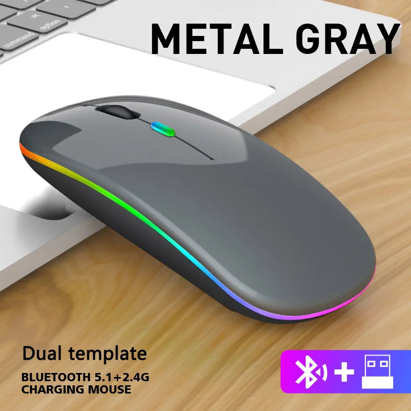 Wireless Mouse RGB Rechargeable USB 2.4GHz Bluetooth Mice Wireless Computer Mause LED Backlit Ergonomic Gaming Mouse For Laptops