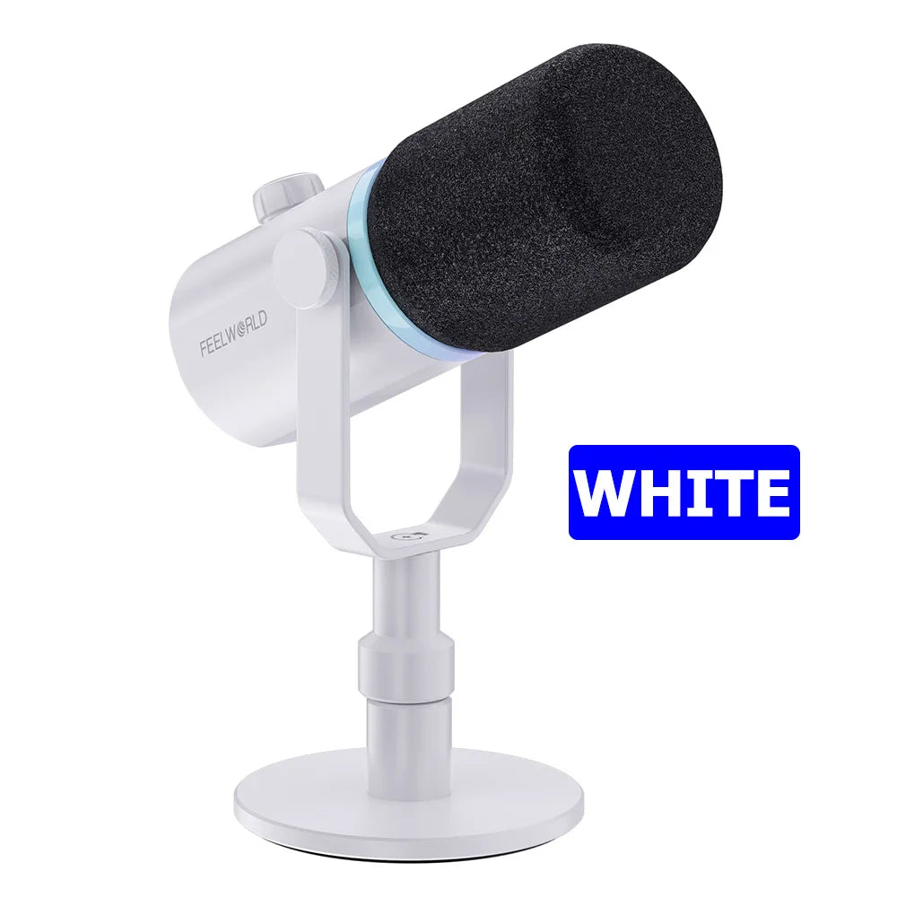 FEELWORLD PM1-XS XLR USB Dynamic Microphone with Base for Podcasting Recording Computer Gaming Live Streaming Vocal Voice-Over