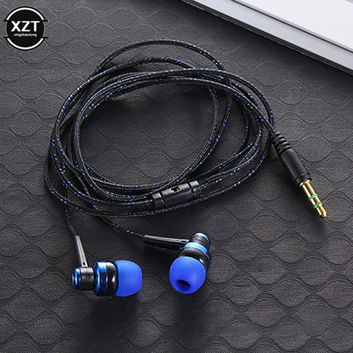 1pc Wired Earphone Stereo In-Ear 3.5mm Nylon Weave Cable Earphone Headset For Laptop Smartphone Gifts Headphones