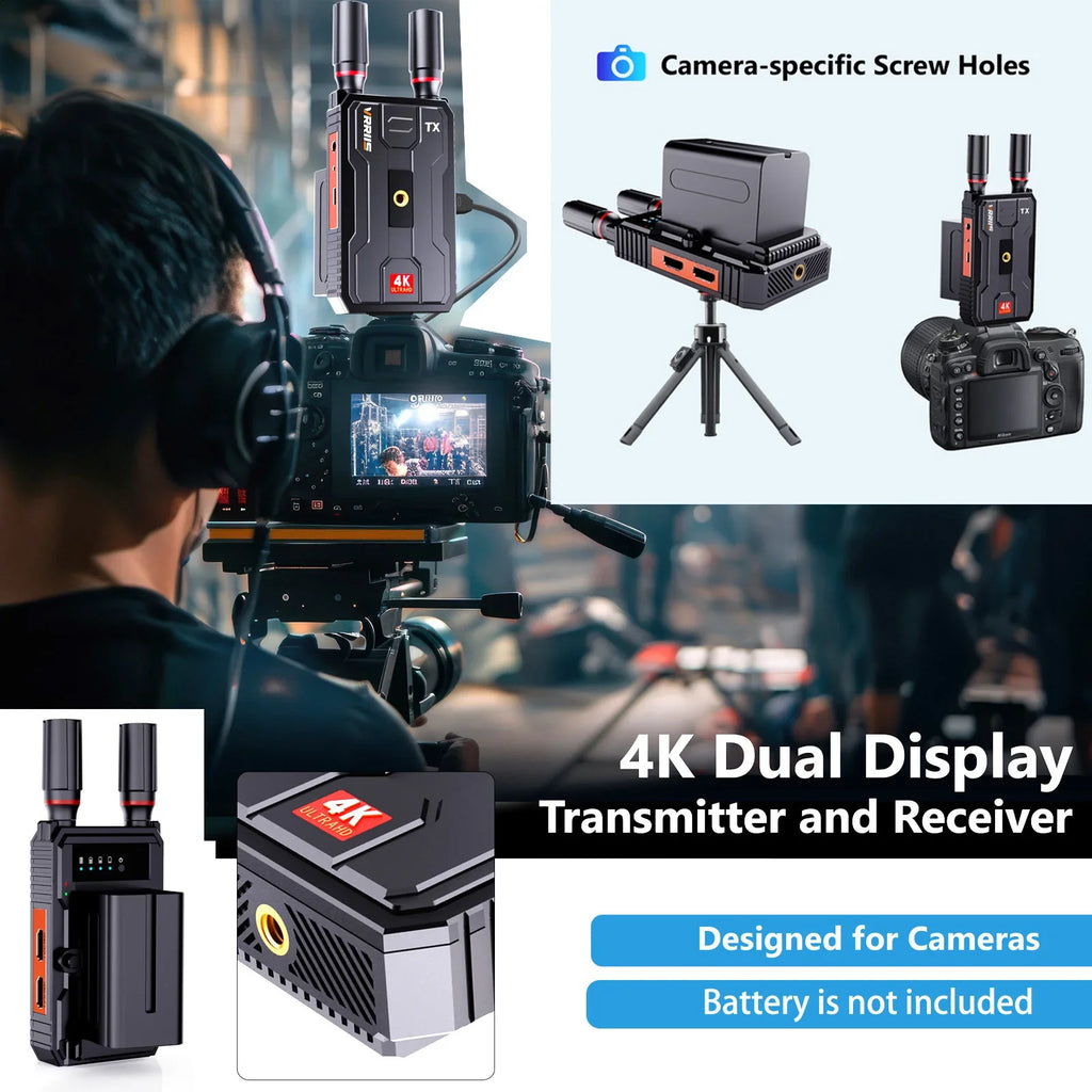 5G 4K Wireless HDMI Video Transmitter and Receiver Extender Kit 400m Los Range for DSLR Camera Laptop PC To TV Projector Monitor